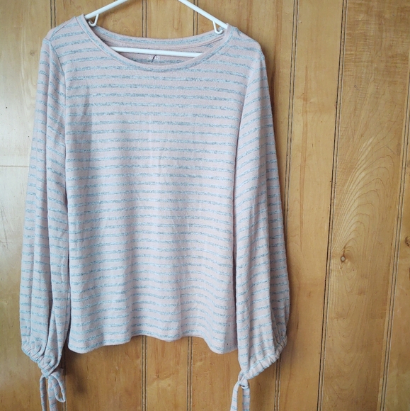 Ana a new approach women's long sleeve striped pink pale sweater size L - Picture 6 of 9